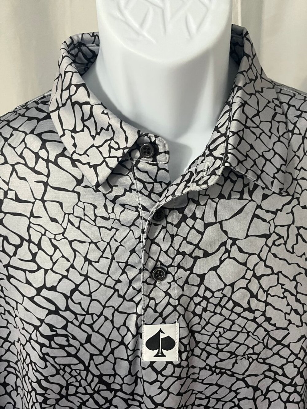 Pins & Aces Men’s Gray Black Archaic Detail Golf Polo ⛳️ Short Sleeve 3XL 🏌️